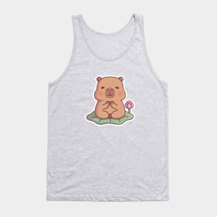 Cute Capybara Meditating On Lotus Leaf Tank Top